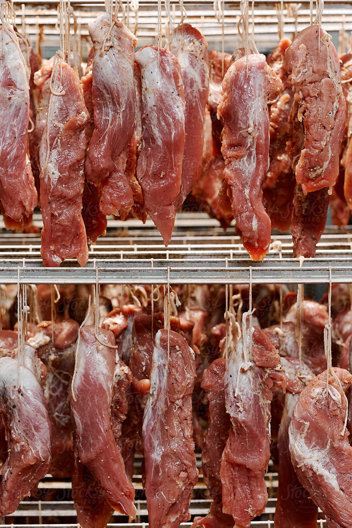 Pork cuts in butcher shop
