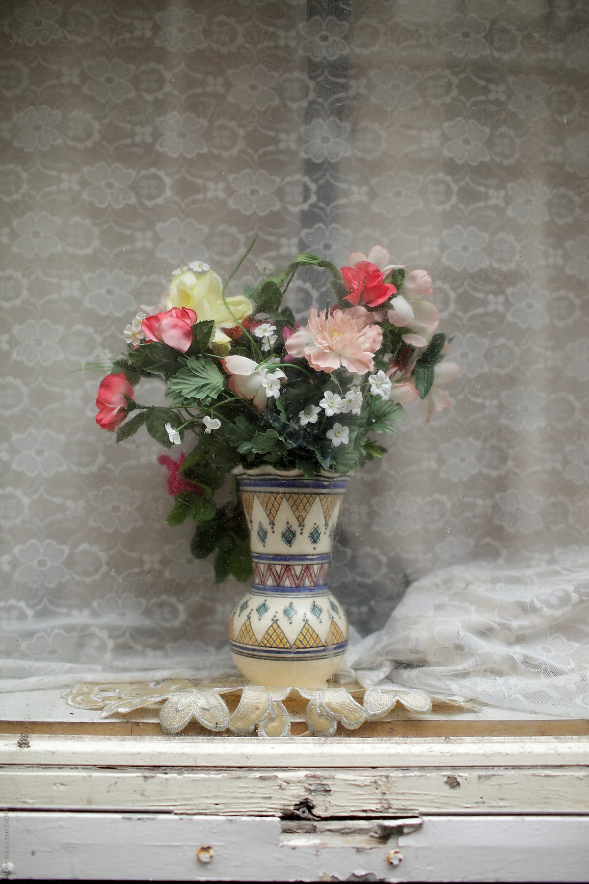 Fake flowers in  vase