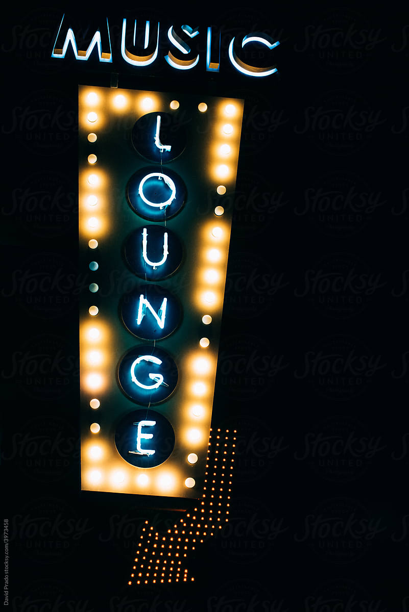 Bright neon sign of music lounge