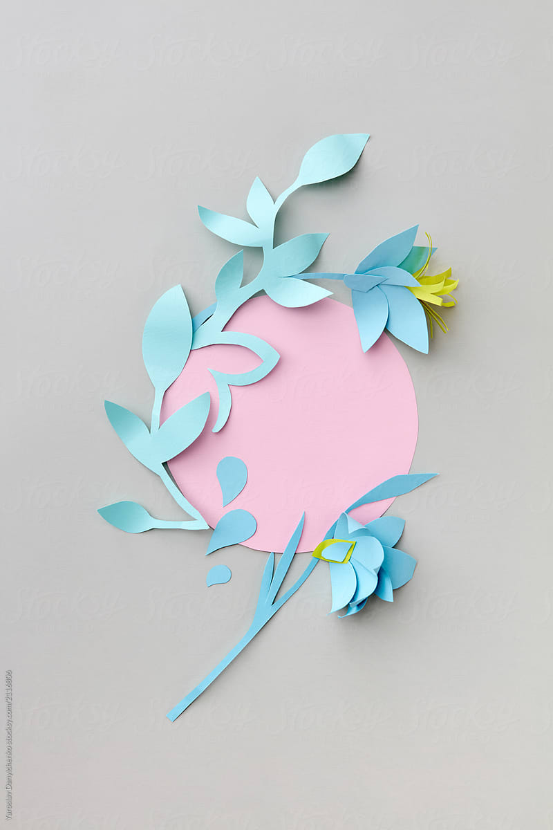 Colorful Handcraft Design Cut From Colored Paper On A Gray With by Stocksy  Contributor Yaroslav Danylchenko - Stocksy