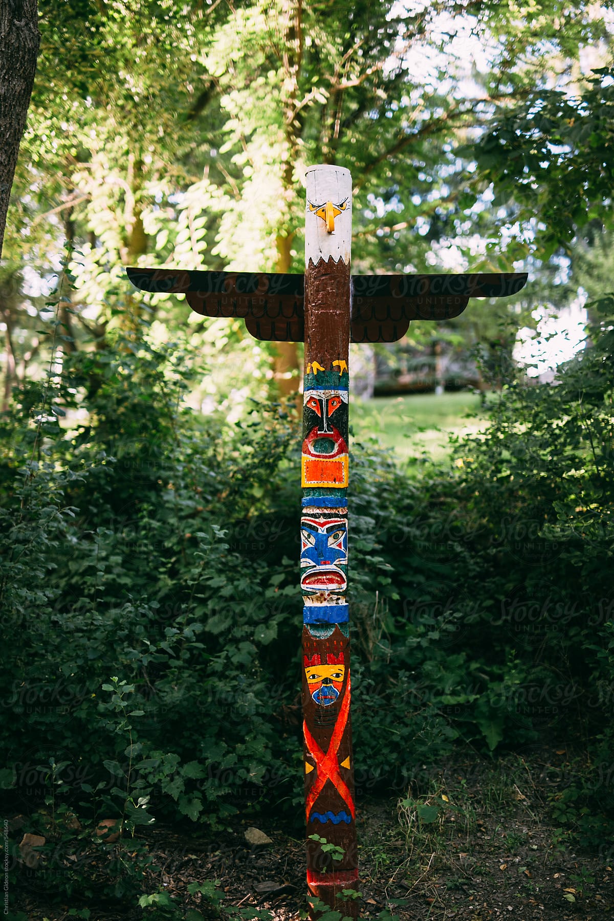 Totem Pole in Woods