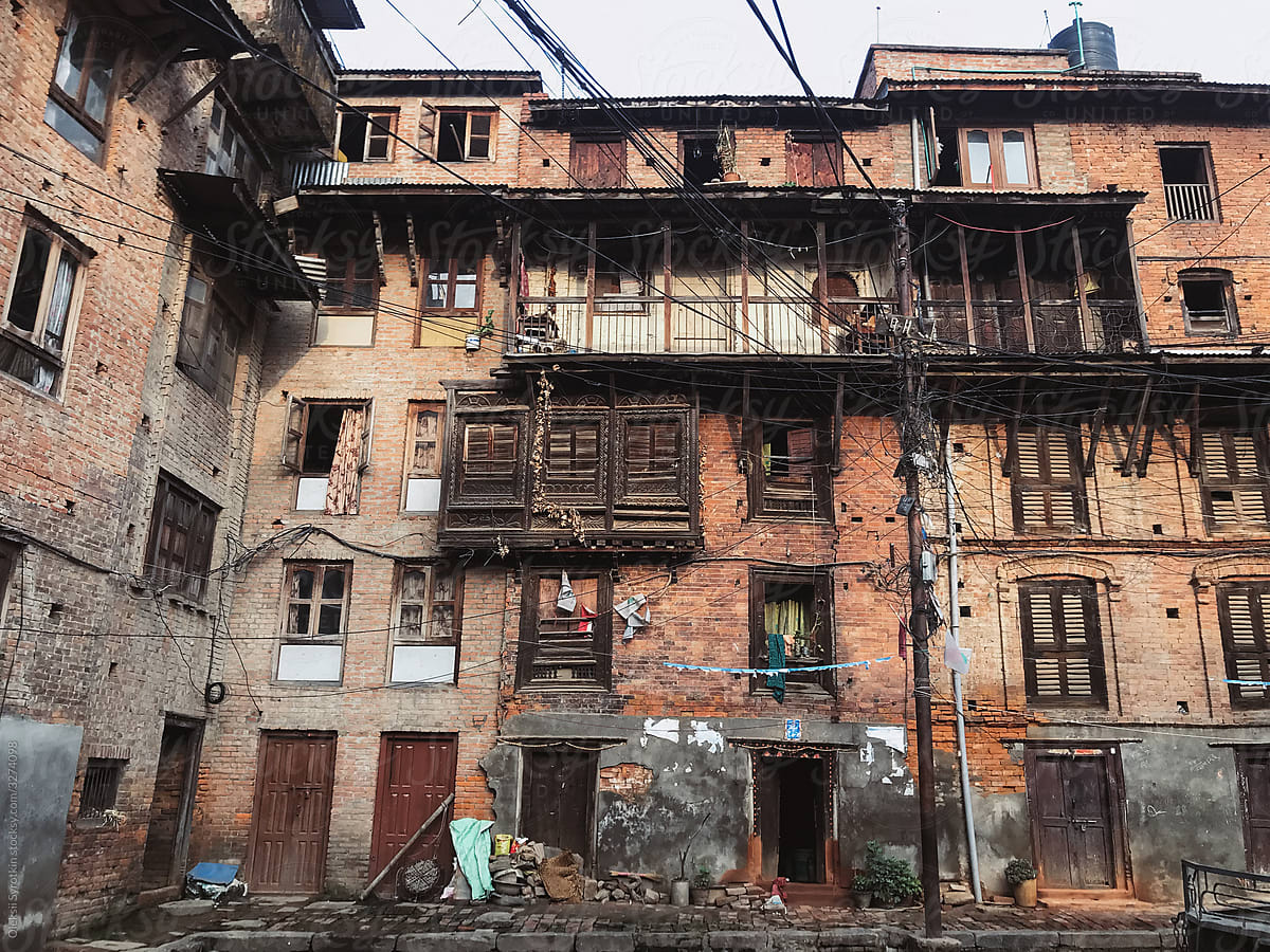 Deteriorated house in poor slum
