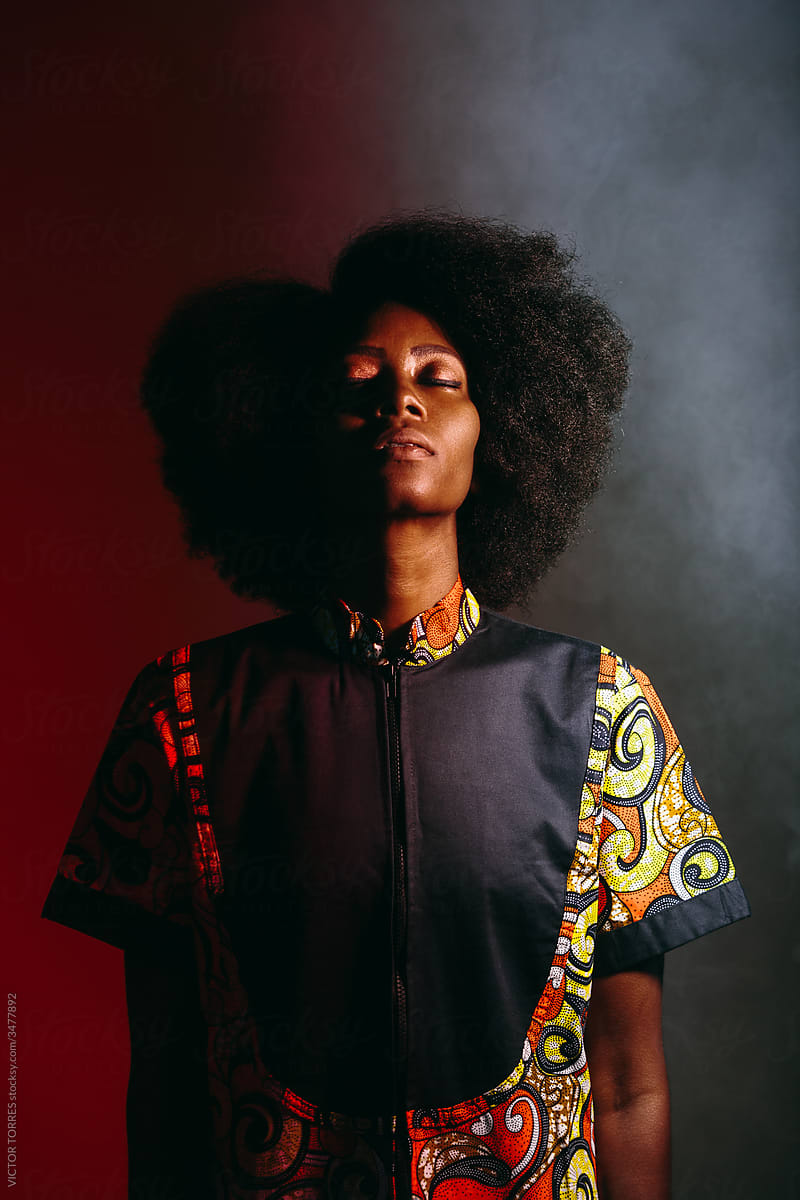 African American woman in stylish garment