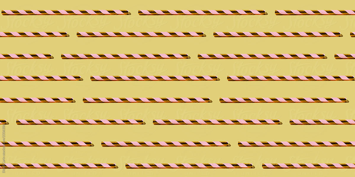 Golden Drinking Straw Pattern on Pastel Yellow