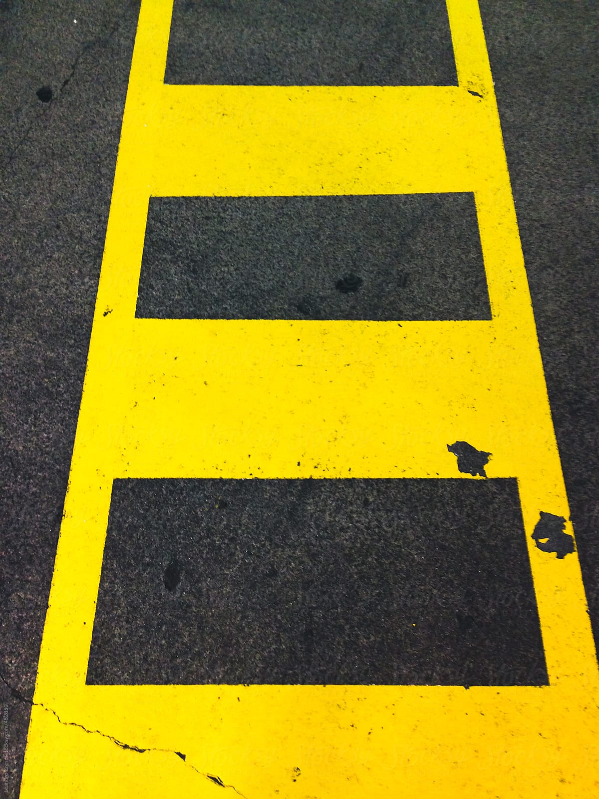 Yellow parking lines painted on the asphalt