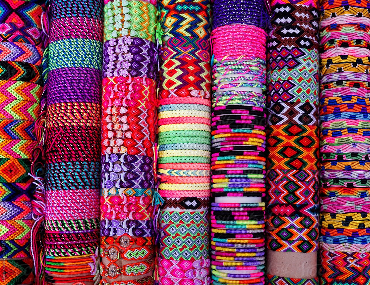 handmade summer bracelets for sale on a market