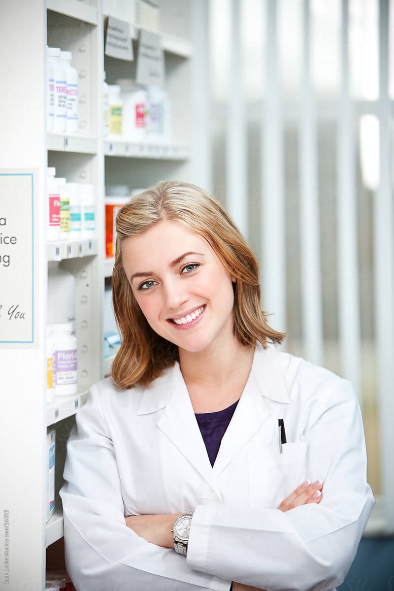 Pharmacy: Portrait of Pretty Pharmacist