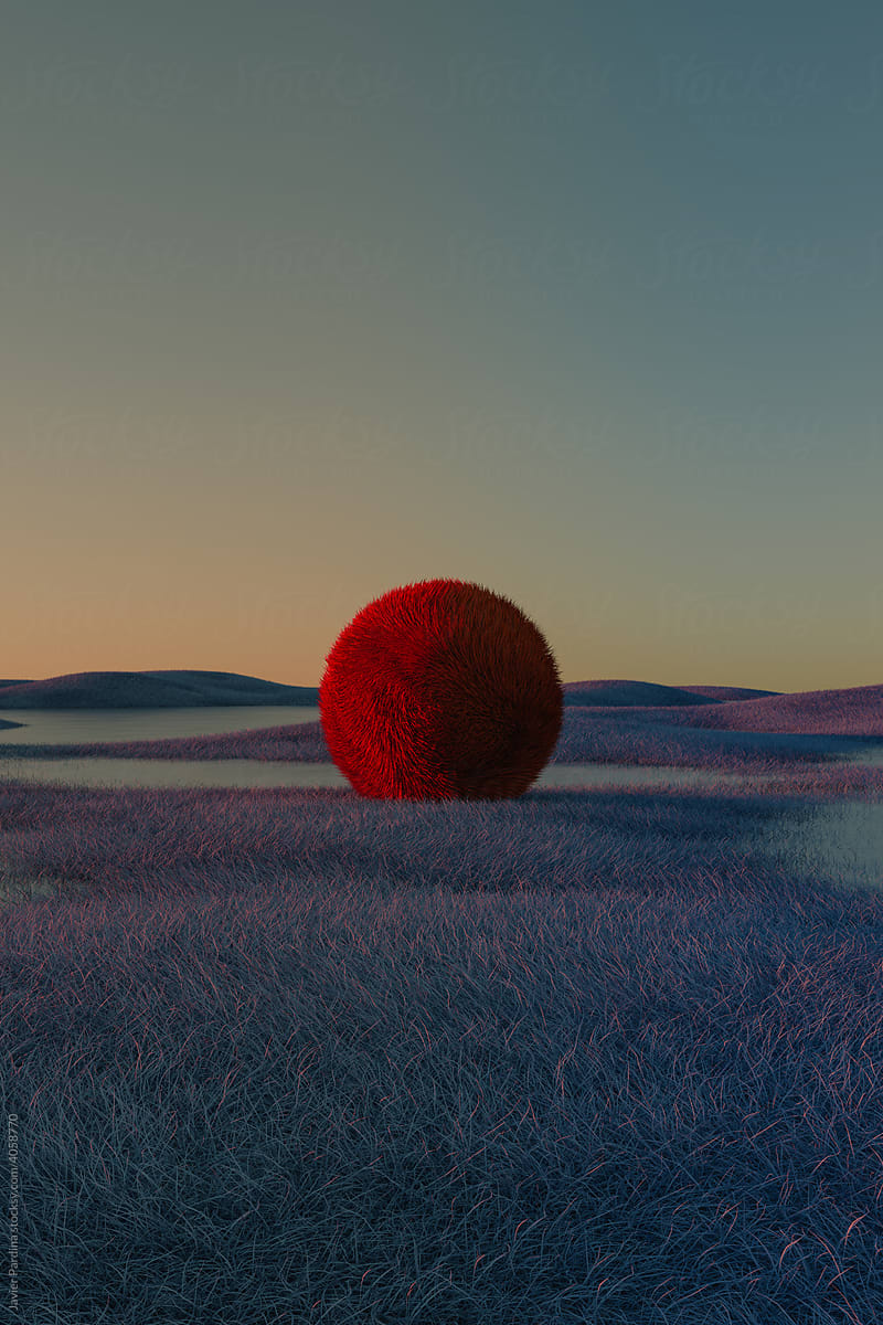 hairy sphere posing on hills