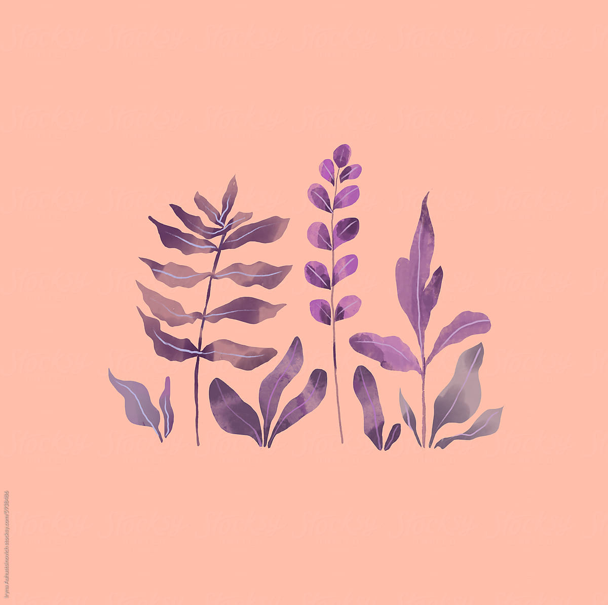 illustration with beautiful  plants growth