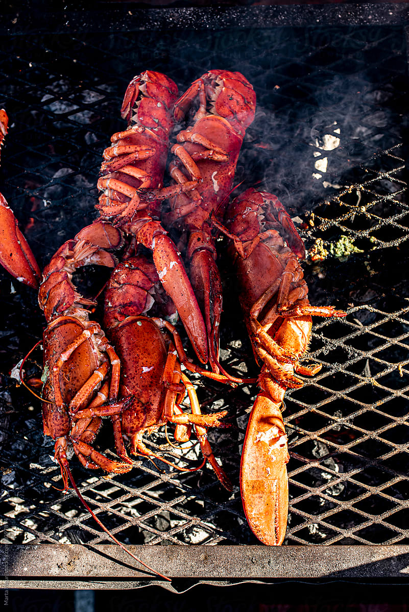 Grilled lobsters