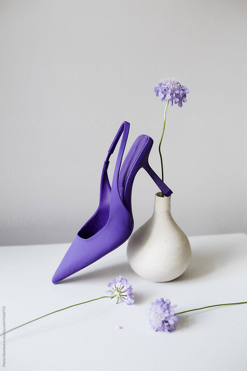 Purple heel shoe still life