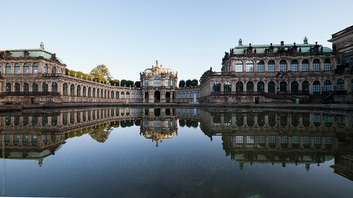 Dresden\'s Zwinger palace on a still morning
