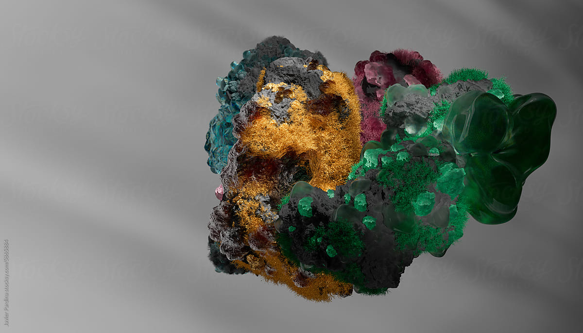 Colorful minerals photographed in studio.
