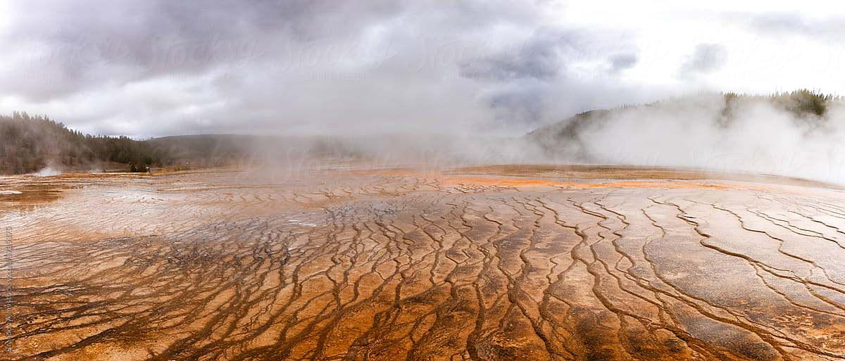 Geothermal Activity at Grand Prismatic Spring in Yellowstone