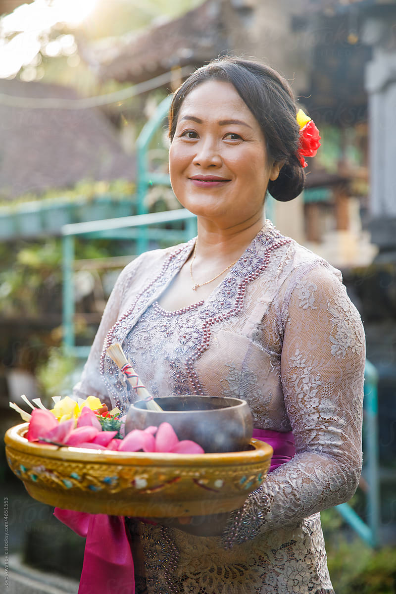 Portrait of a Balinese woman wearing traditional clothes