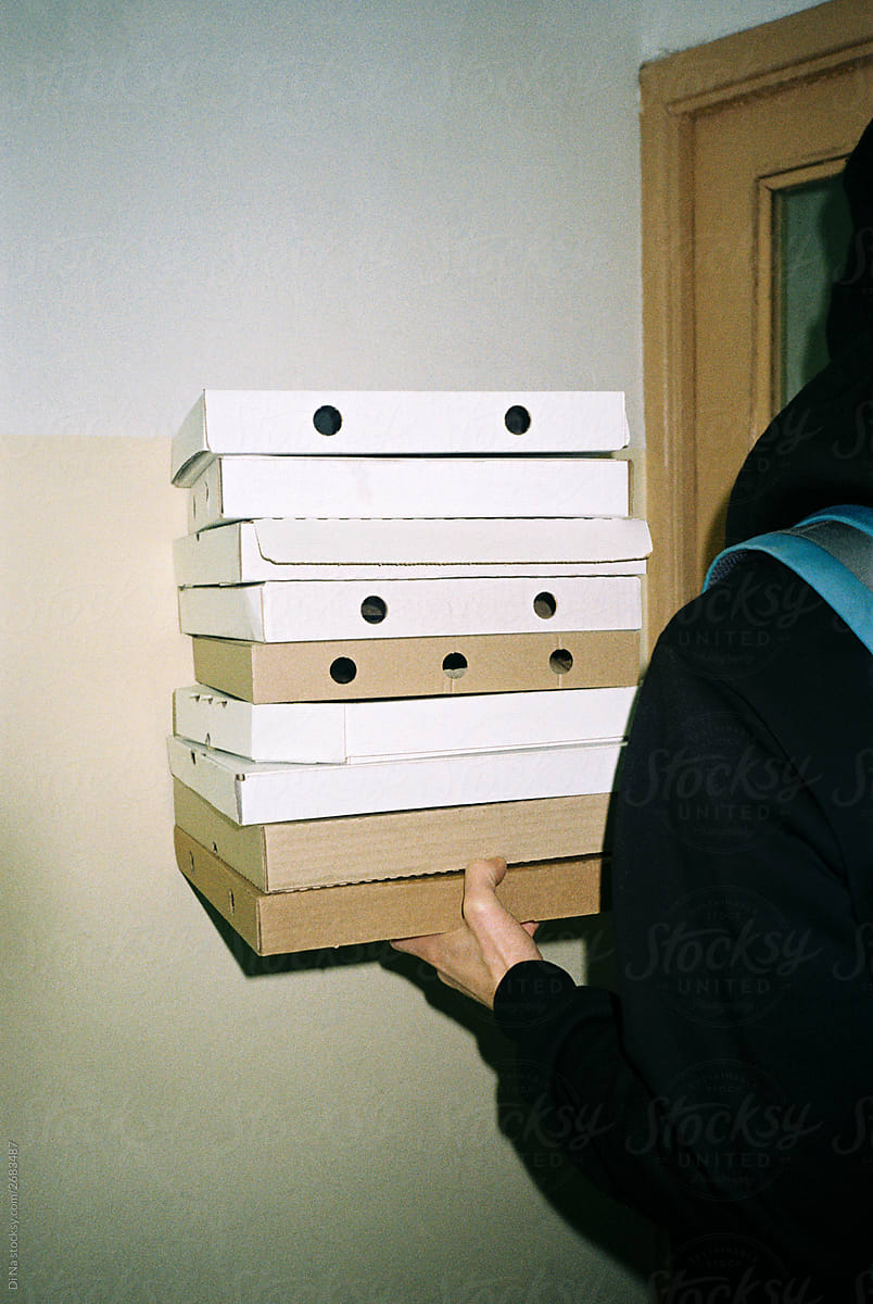Stack of pizza boxes (delivery)