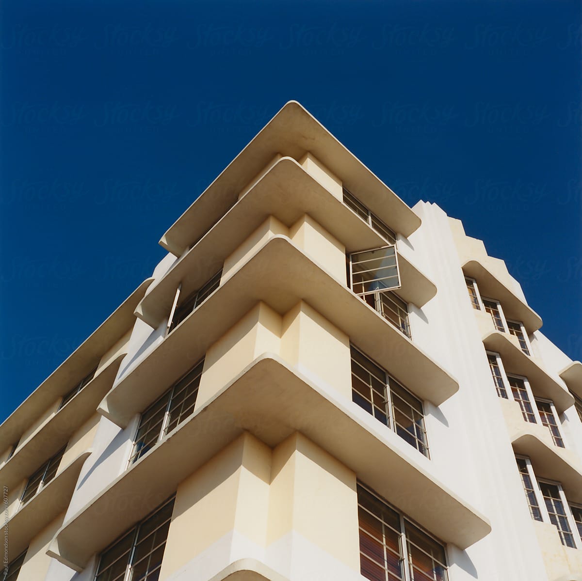 Exterior of art deco building, Miami, Florida