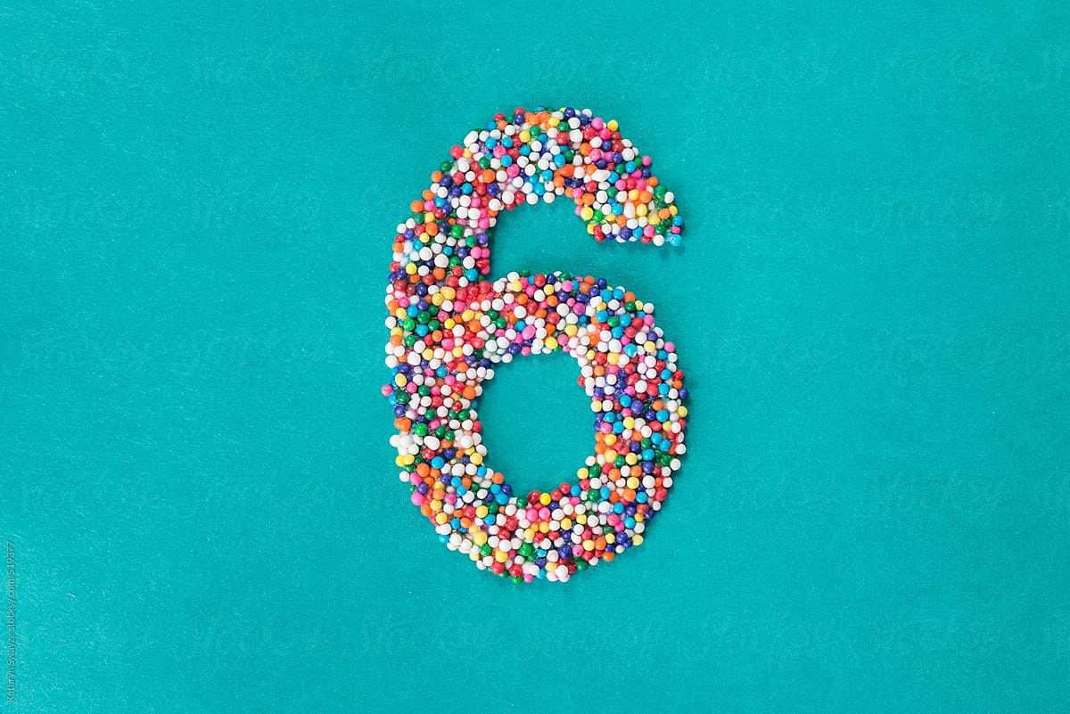 The number six built from nonpareils