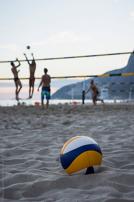 People playing Volleyball on Ipanema beach, Rio de Janeiro, Brazil.