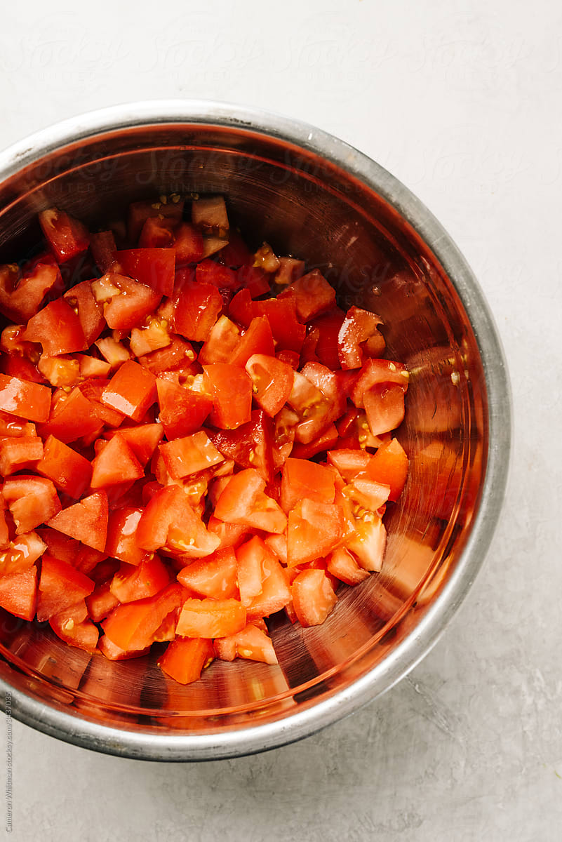 Bowl full of diced tomatoes