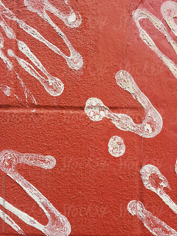 Close up of peeling paint and glue on wall