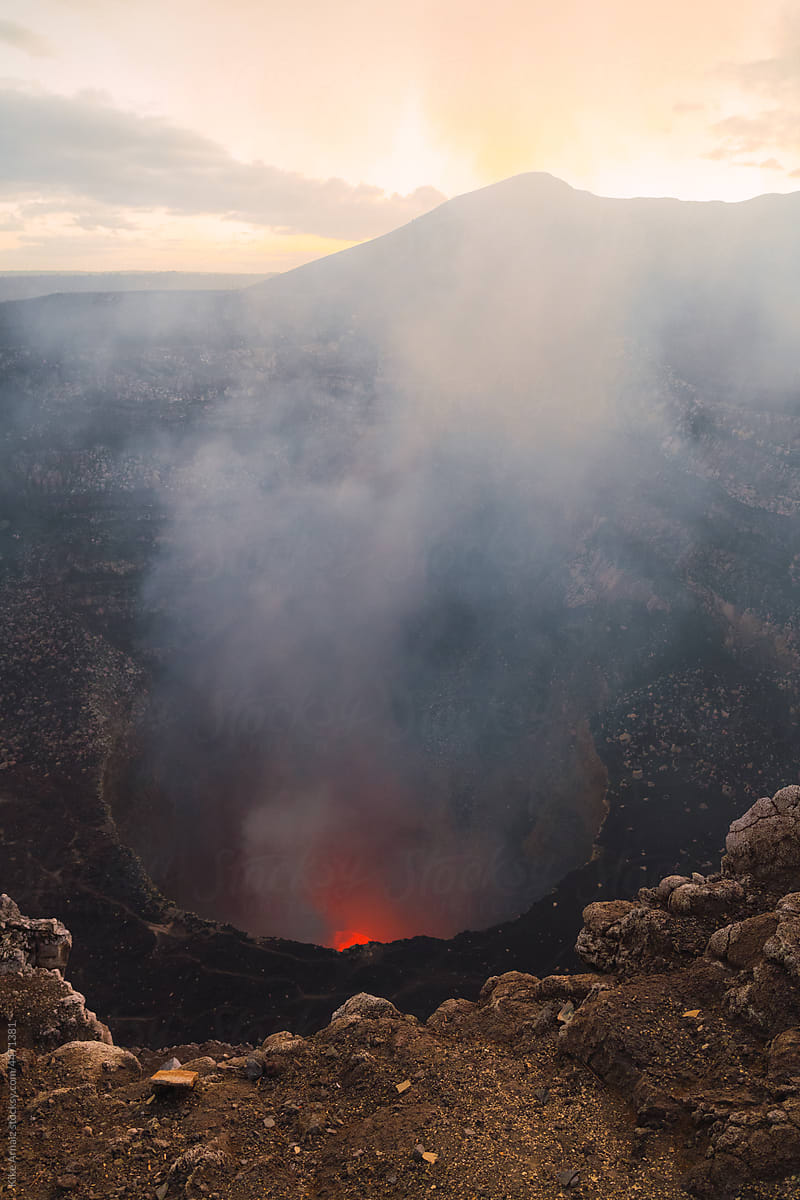 Shot of Masaya volcano\'s crater