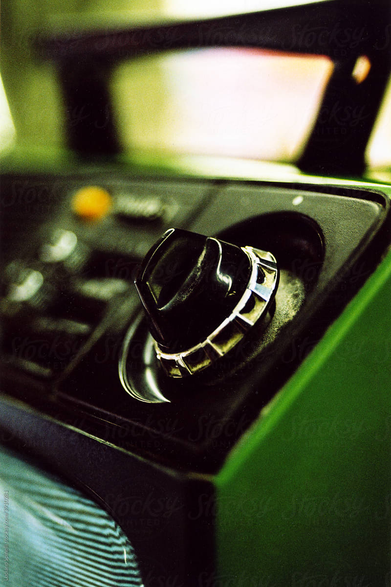 Macro picture of a plastic and metal radio\'s button