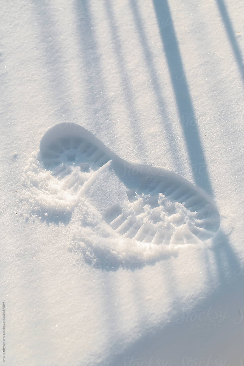 Boot footprint in the snow