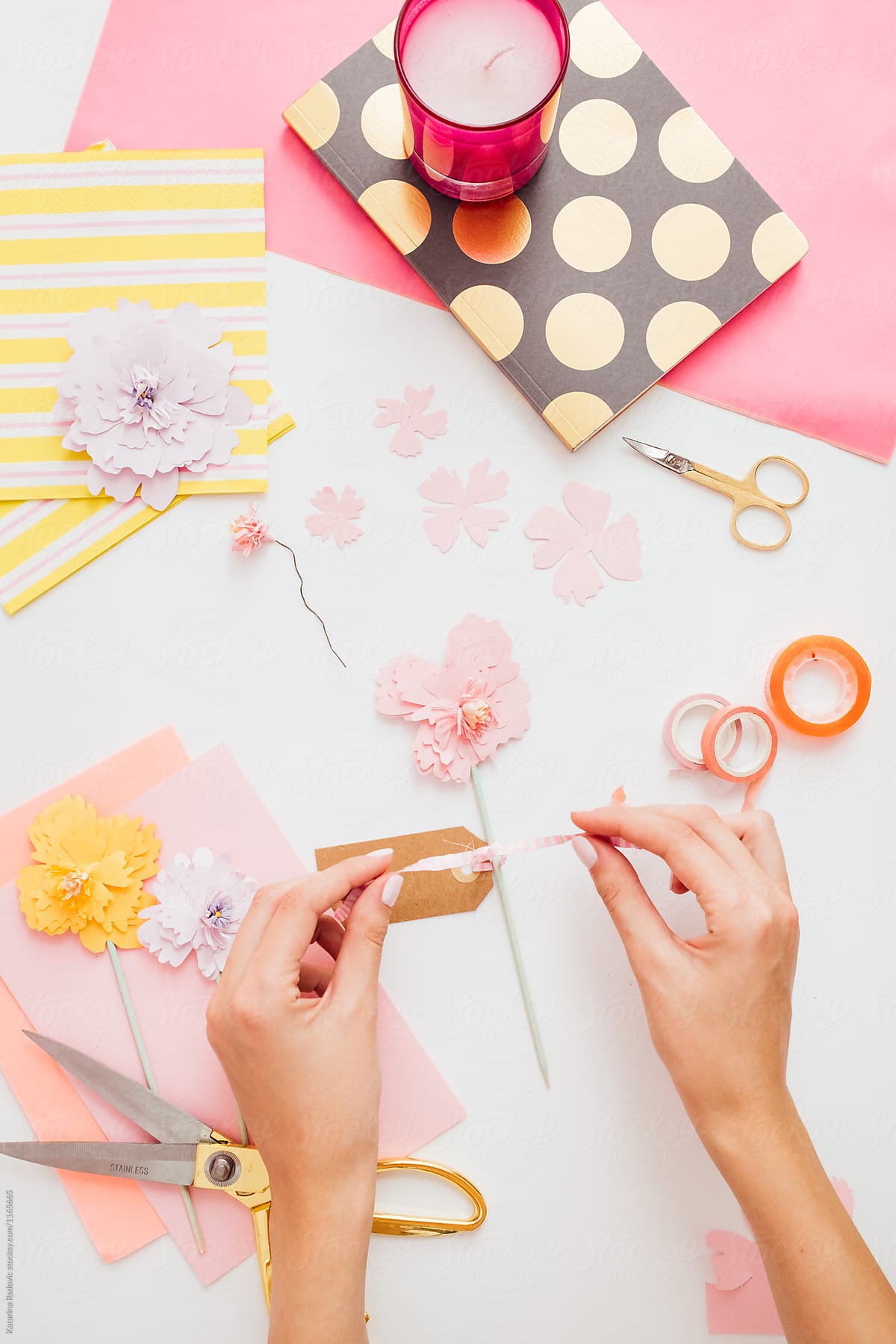 Woman Making Paper Flowers