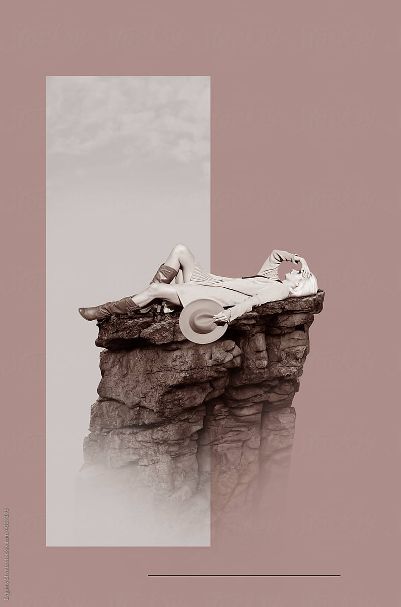 Woman Lying On A Rock