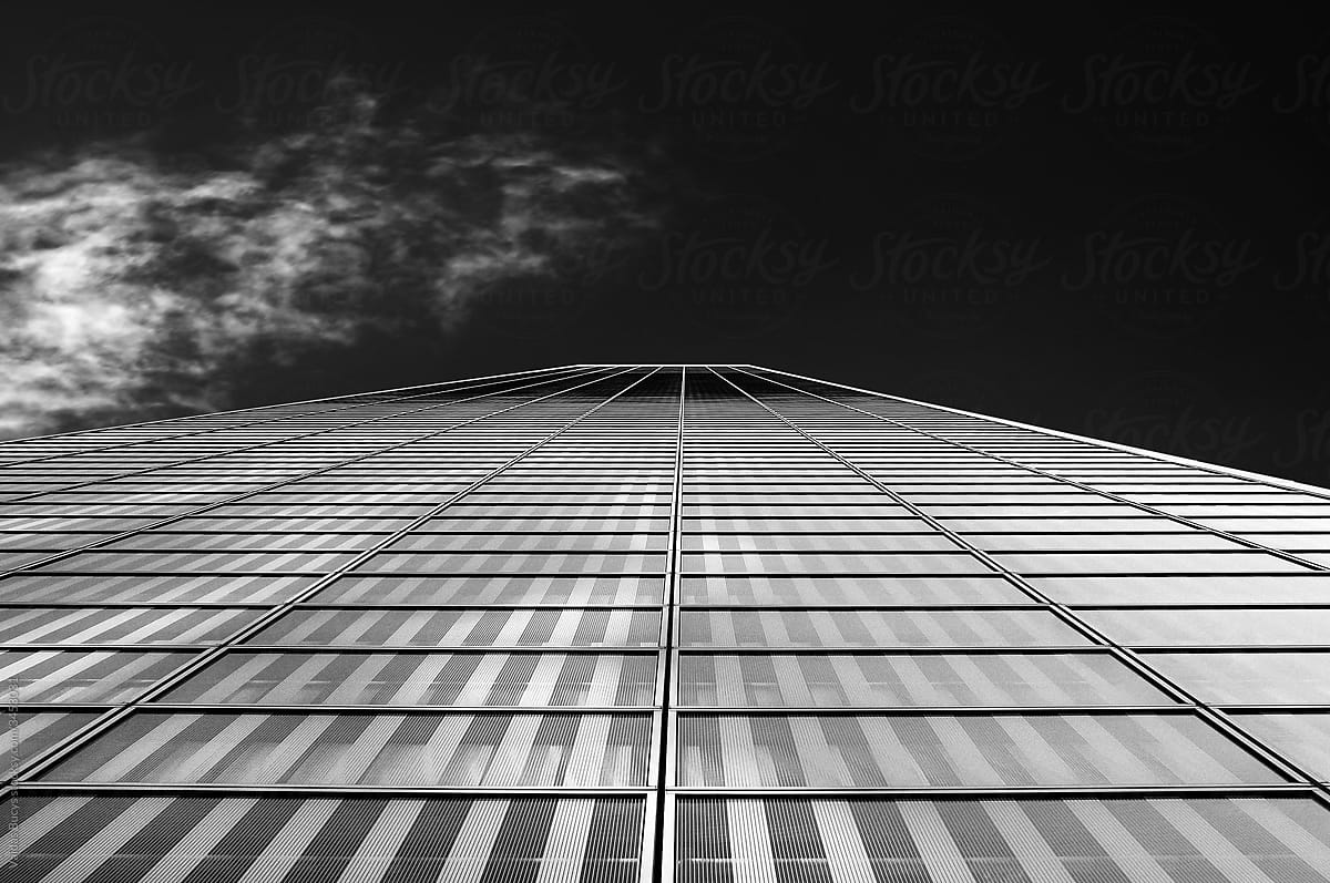 Low angle black and white modern architecture