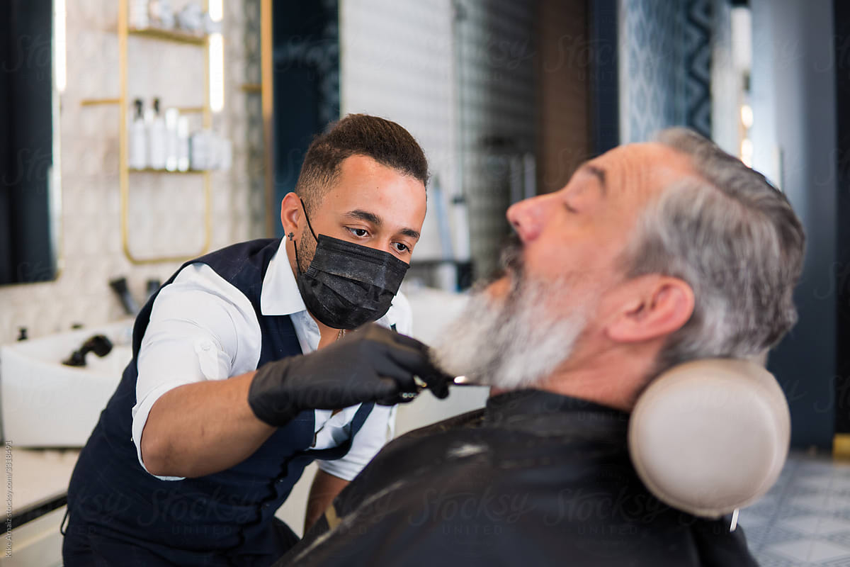 Barber working in a barbershop