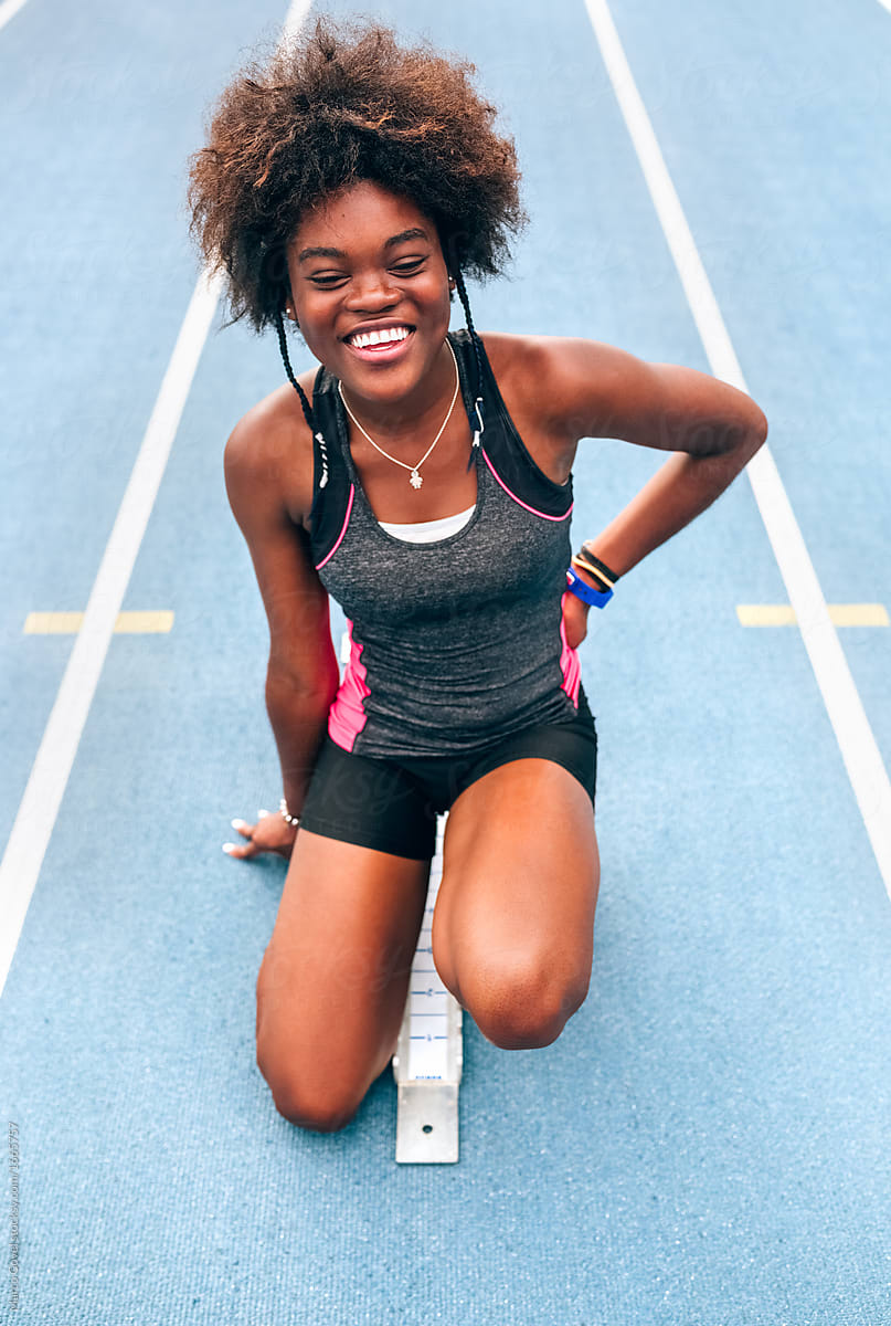 Black Athlete Woman On A Race Track By Stocksy Contributor Marco Govel Stocksy