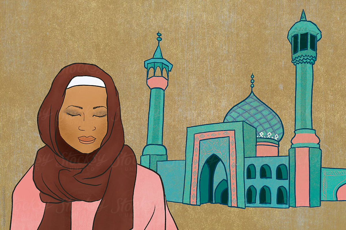 Mosque and Woman illustration