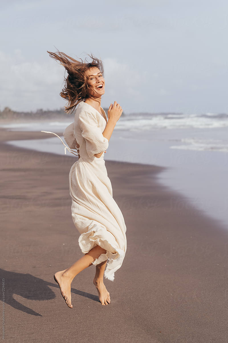 Happy Woman At Seaside