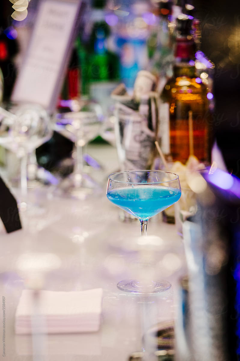 Blue Martini Cocktail At Open Bar