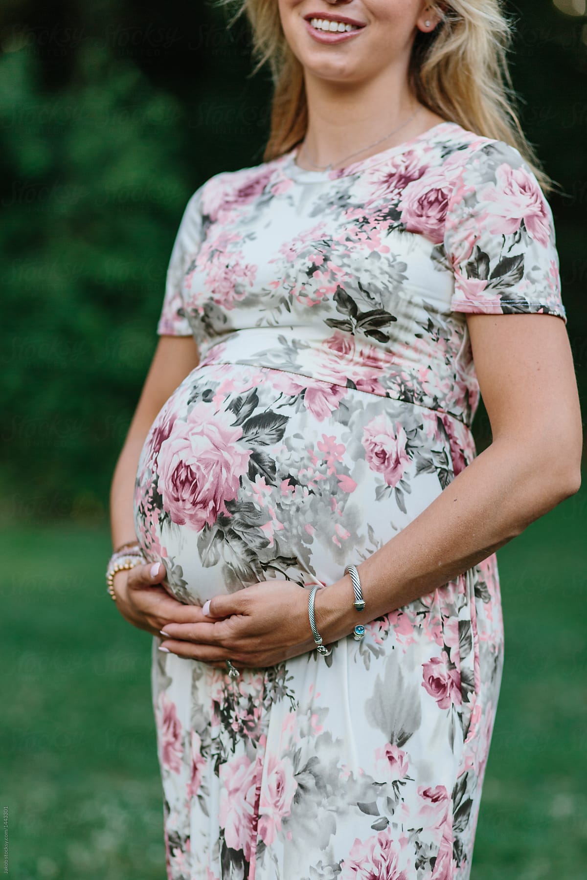 Beautiful Woman In A Dress With Holding Her Pregnant Belly By Jakob Lagerstedt Pregnant Woman