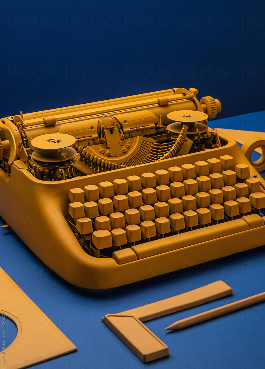 detail of yellow typewriter