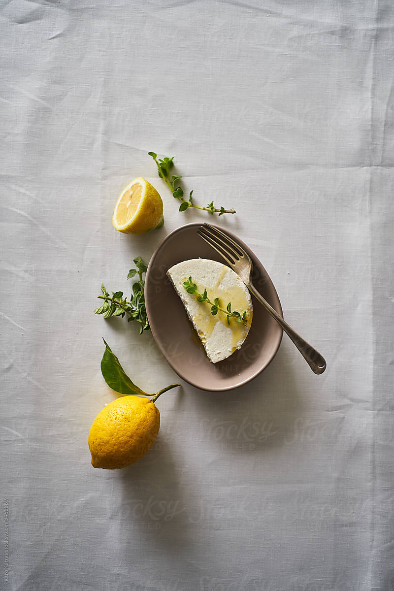 Feta cheese with herbs and lemon