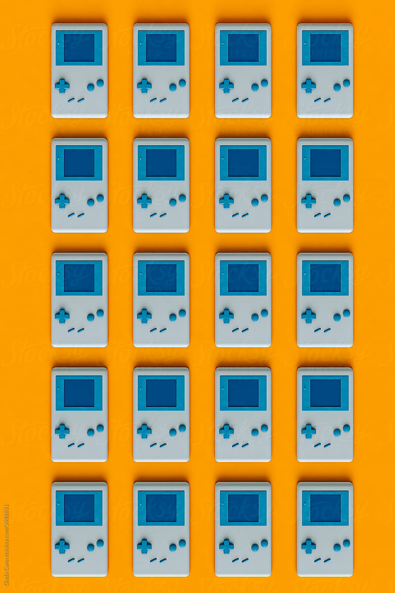 top down view of 8-bit handheld game console