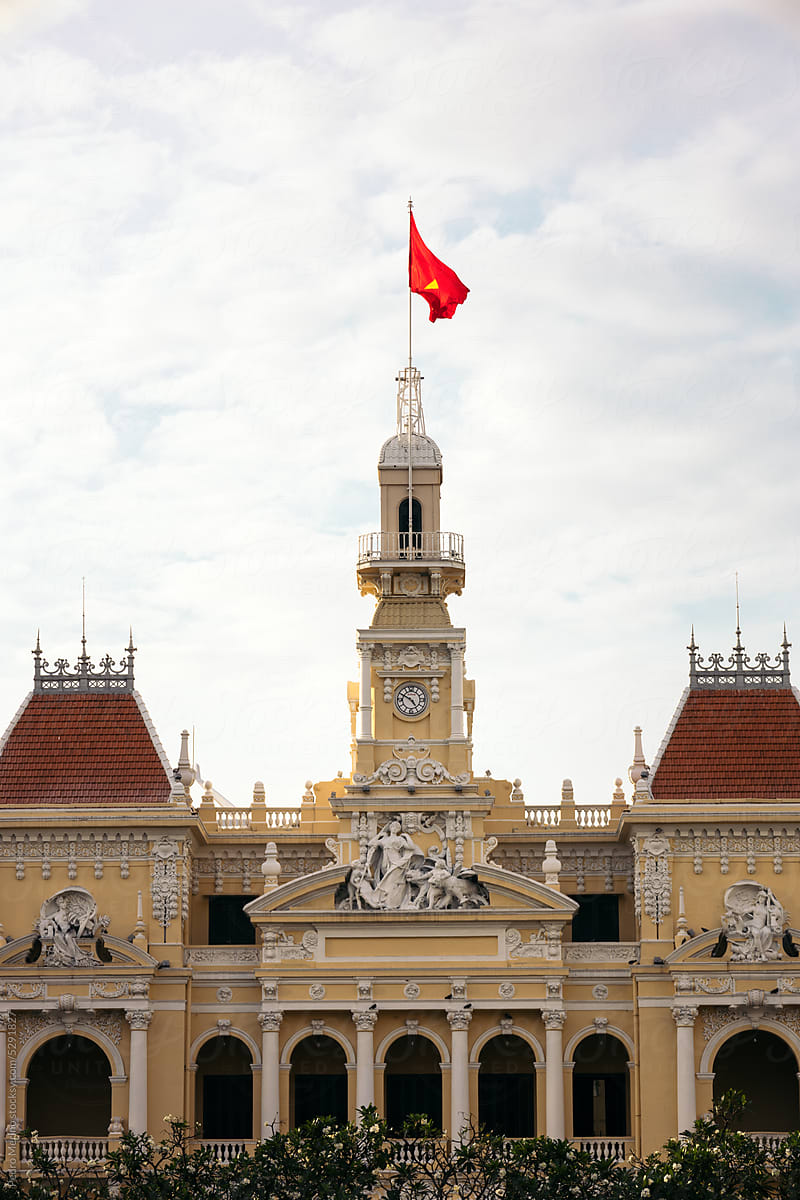 Front view of the city hall in Ho Chi Minh City, Vietnam