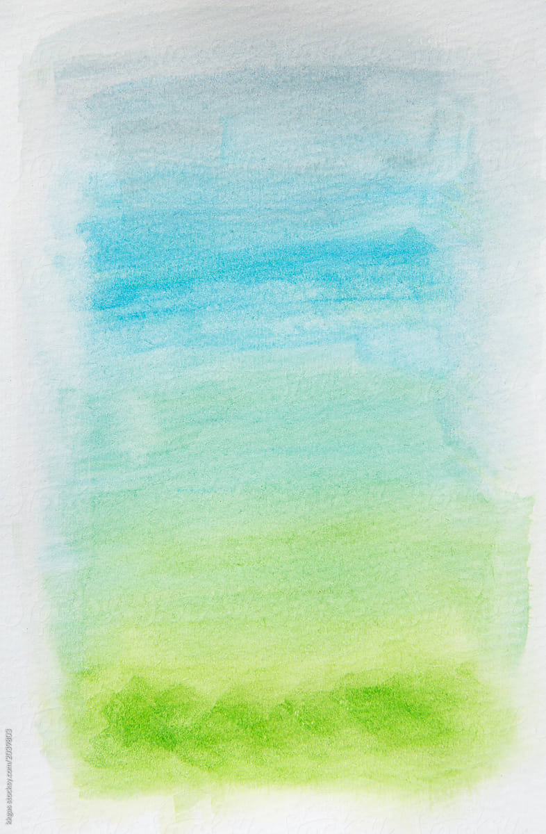 Watercolour painting of soft blue and green