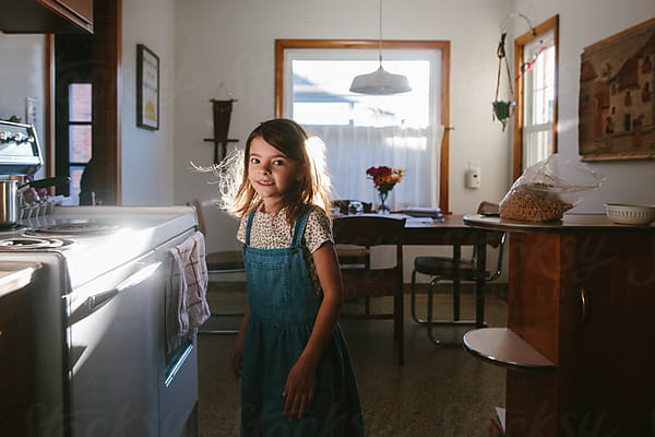 Little Girl Stand In Doorway In Underwear by Stocksy Contributor Maria  Manco - Stocksy