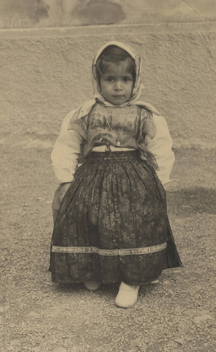 1956. Girl in traditional Sardinian dress.