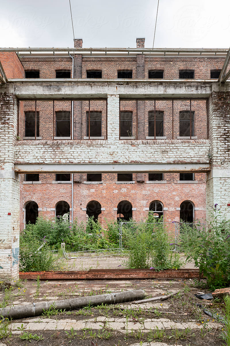 facade of abandoned factory