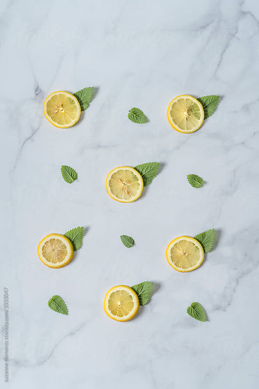 Flavor Pattern With Lemons and Mint Lemonbalm