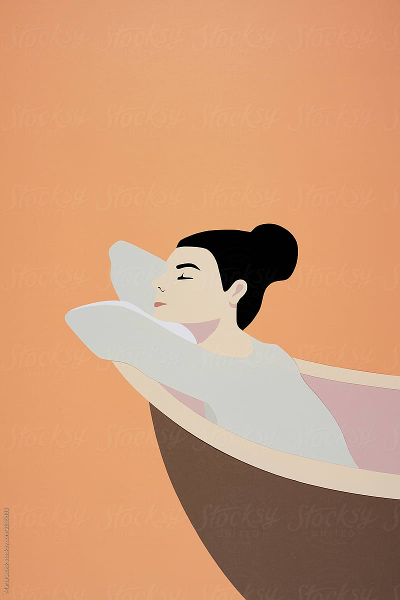 Young woman taking a bath