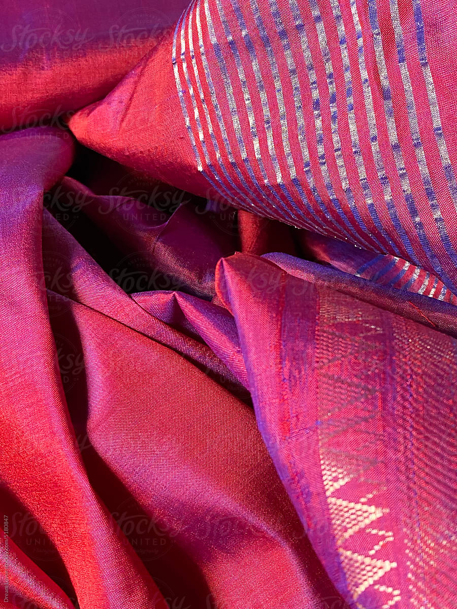 Silk fabric with vibrant colour,traditional Indian dress