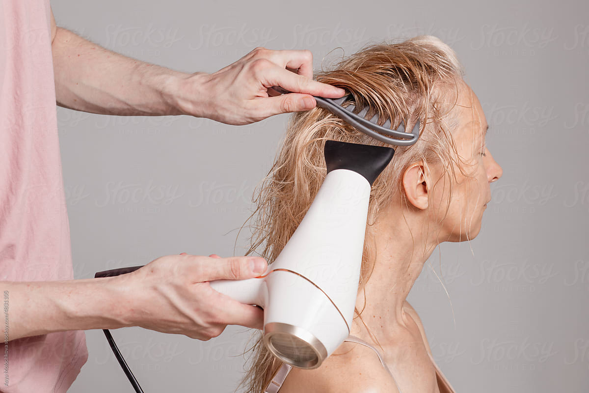 Hair drying with hair dryer