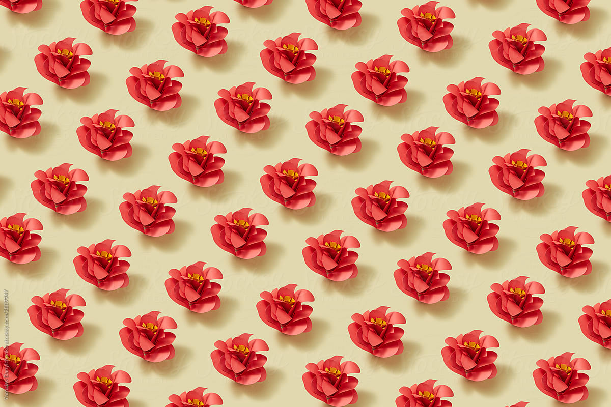 Handmade paper flowers pattern.